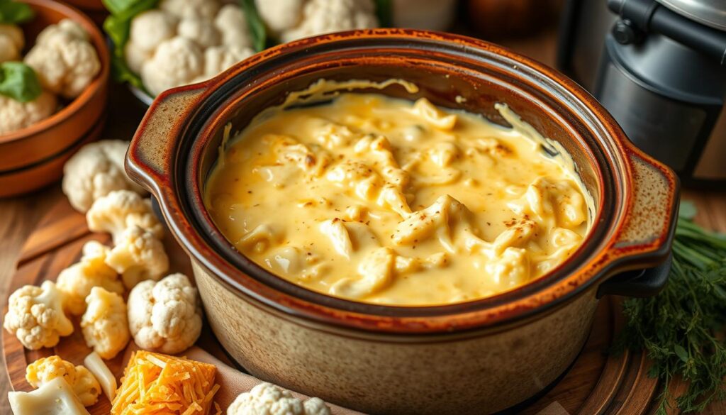 Crockpot Cheesy Cauliflower Casserole