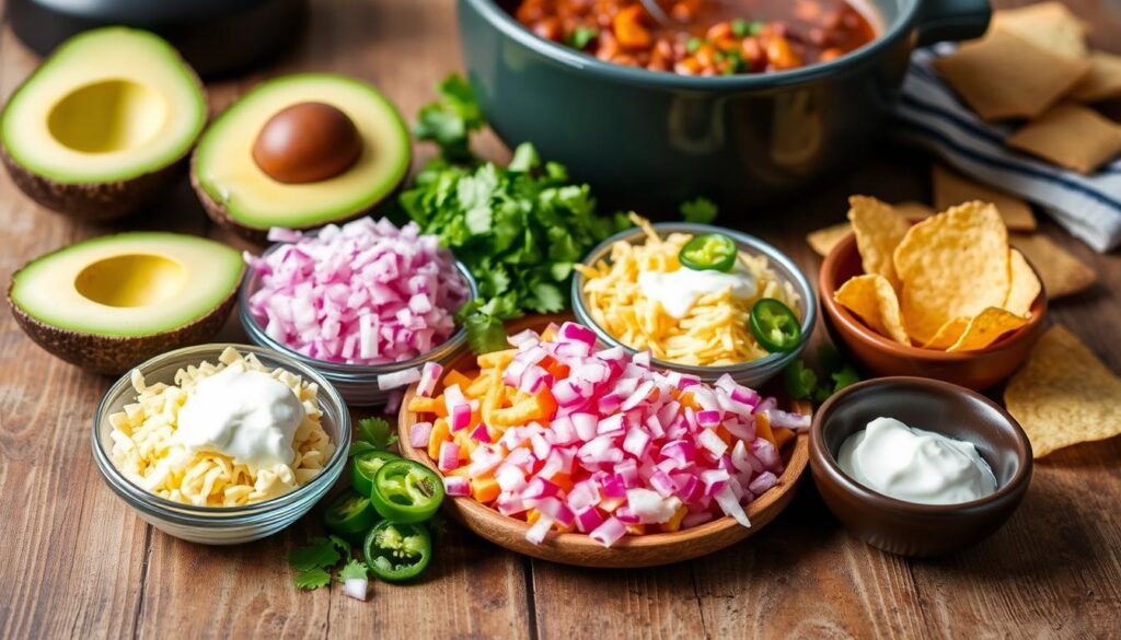 Crockpot Chicken Chili toppings