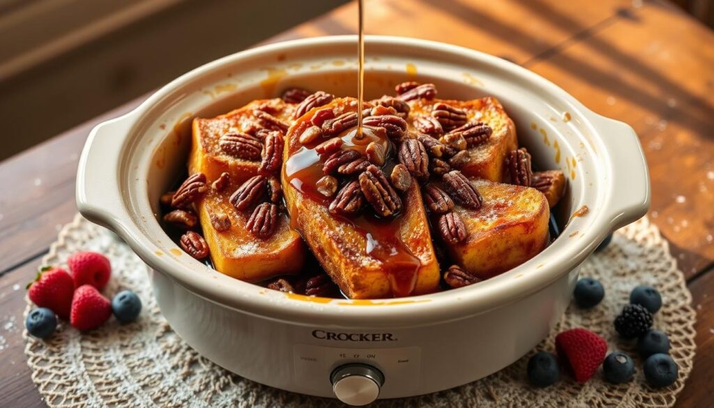 Crockpot Maple Pecan French Toast Bake