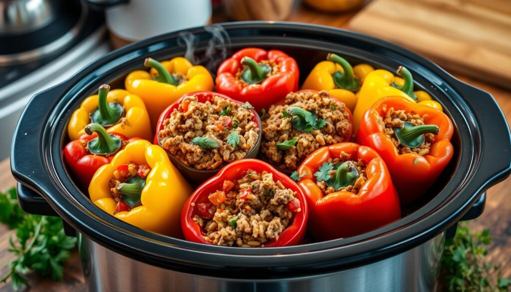 Crockpot Stuffed Bell Peppers