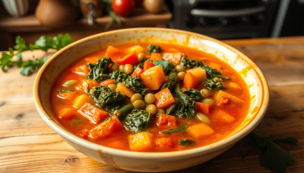 Crockpot Vegetarian Minestrone Soup with Kale recipe