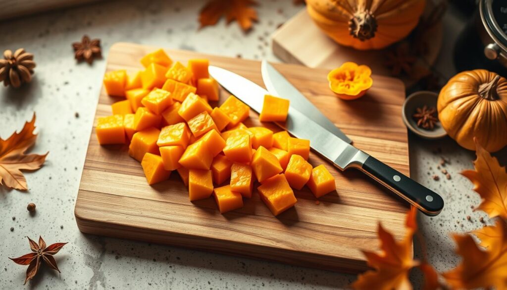 Cubing butternut squash