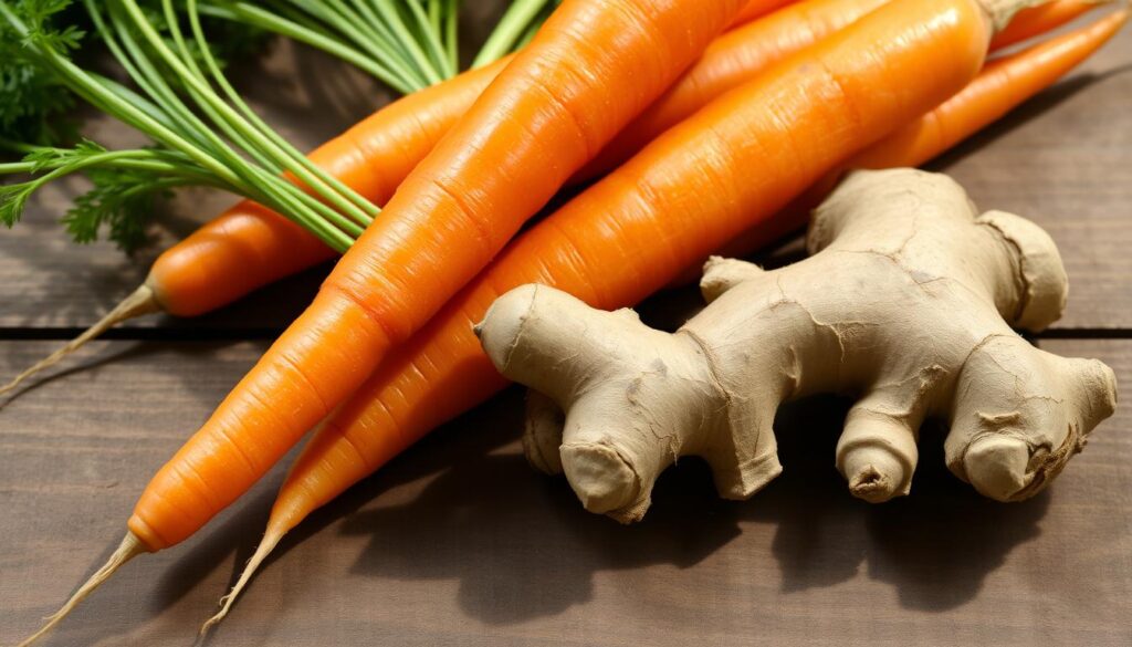 Fresh carrots and ginger