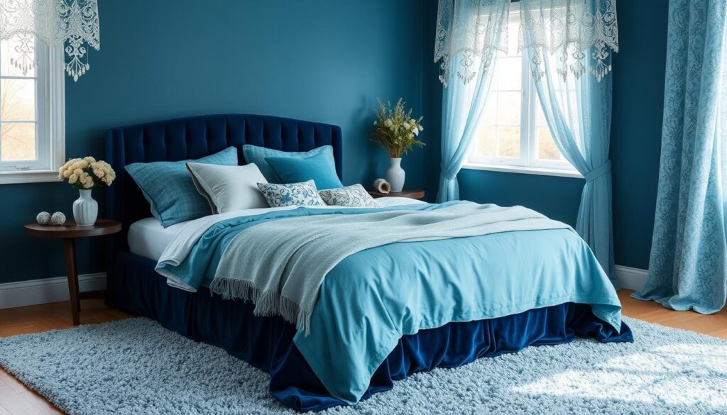 blue bedroom textiles