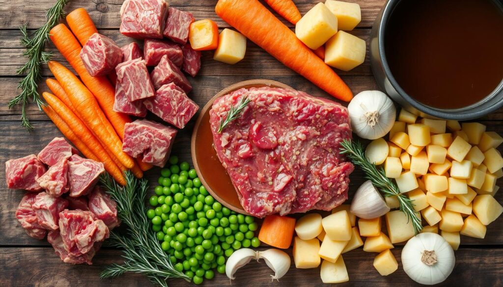 meat and vegetable stew ingredients