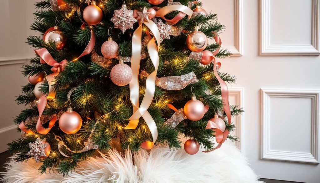 rose gold Christmas decor