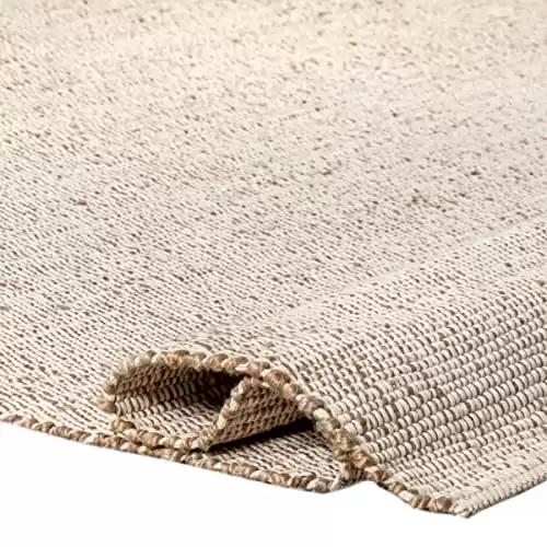 S & L Homes Jute Cotton Hand Woven Natural Farmhouse Area Rug for Living Room - Rustic Vintage Bohemian Décor - (8' x 10' Natural)