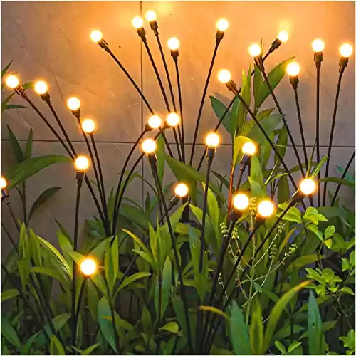 TONULAX Solar Garden Lights New Upgraded Solar Swaying Light, Sway by Wind, Solar Outdoor Lights, Yard Patio Pathway Decoration, High Flexibility Iron Wire & Heavy Bulb Base, Warm White(2 ...