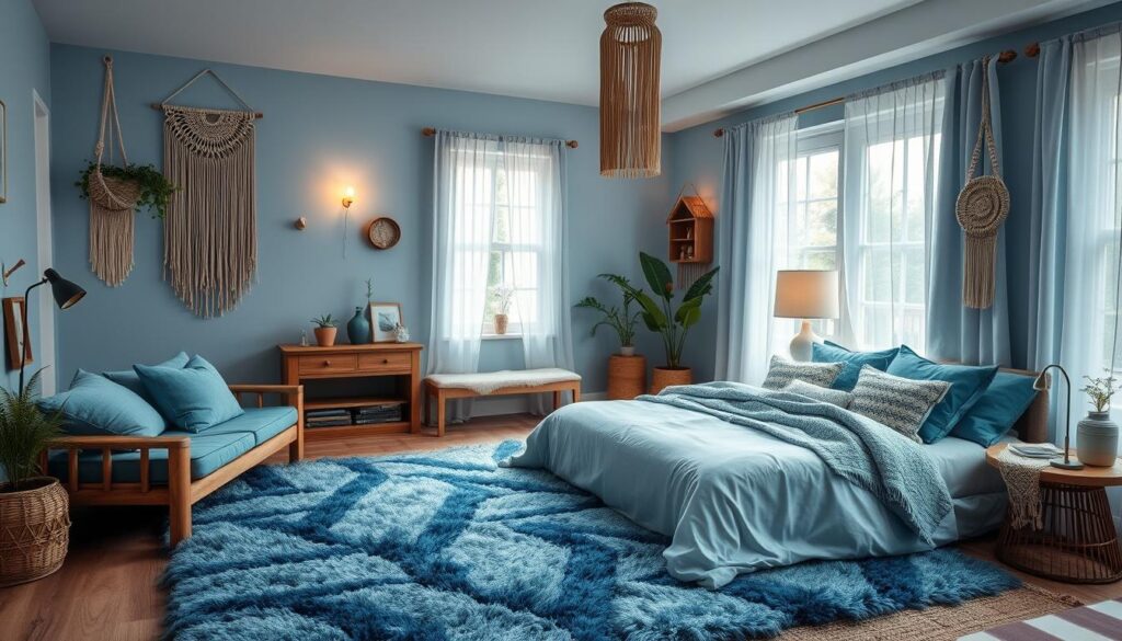 Blue Boho Bedrooms: Mixing Cool Tones with Warm Textures