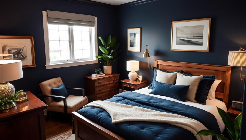 Navy and Wood: A Classic Combo for Timeless Guest Rooms