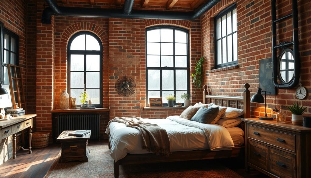 comfortable industrial bedroom