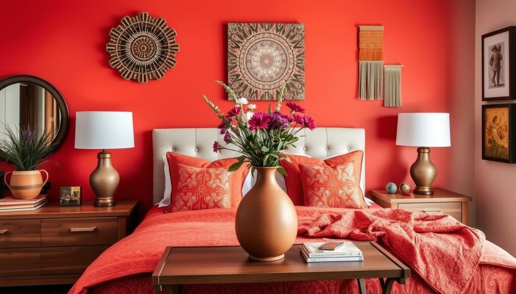 coral and terracotta decor