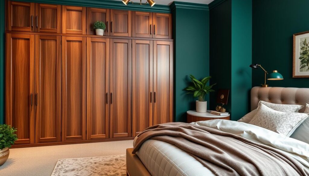 emerald-toned bedroom storage