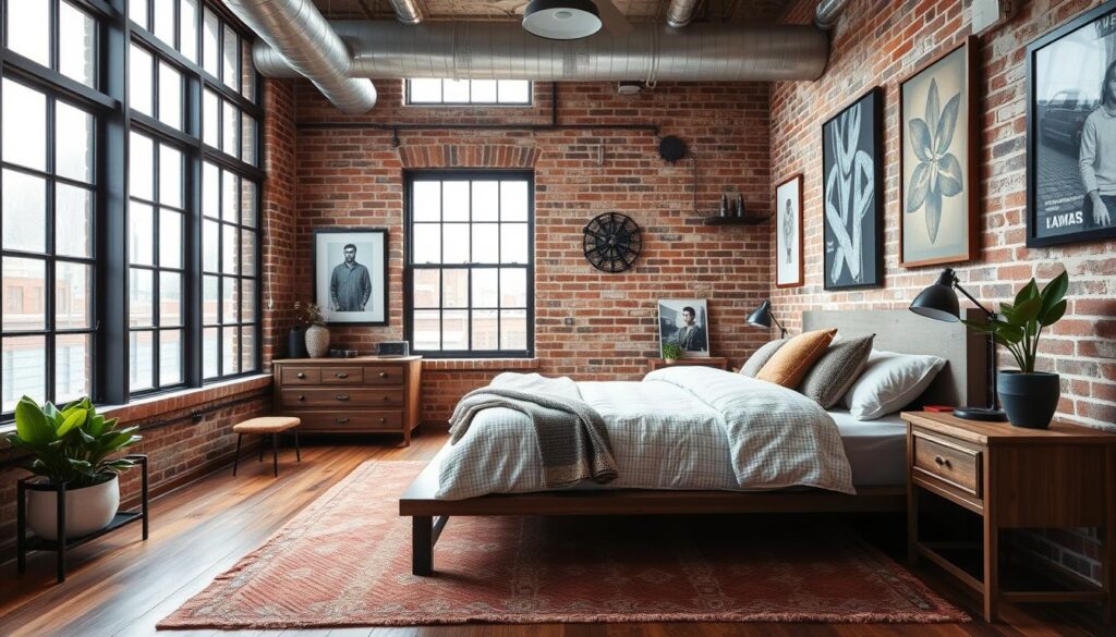 industrial chic guest bedroom