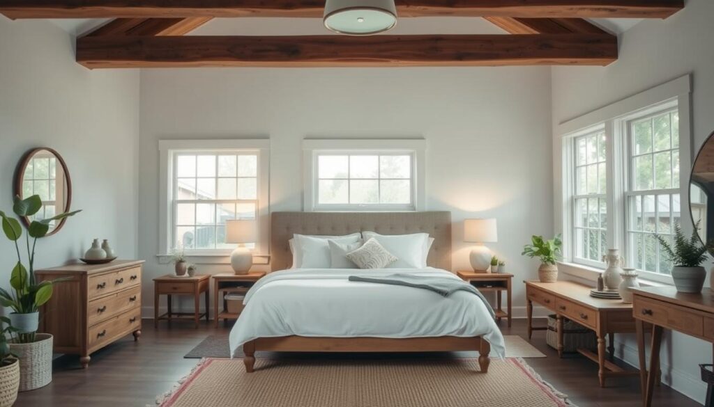 modern farmhouse guest bedroom