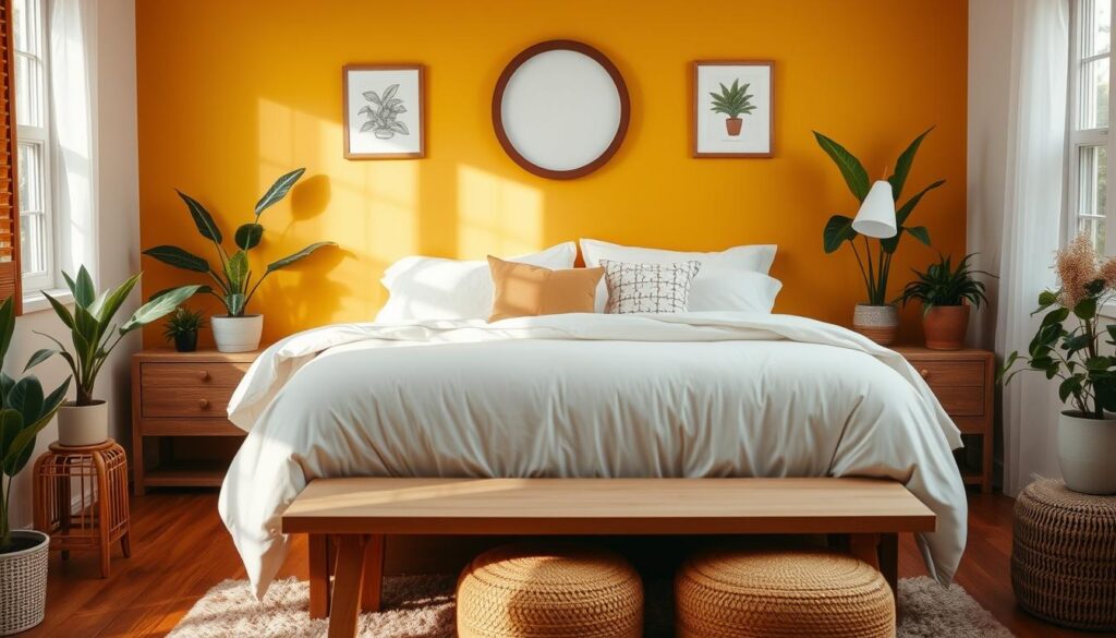 yellow accent wall