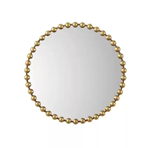 MADISON PARK SIGNATURE Wall Décor Marlowe Metal Spherical Frame Round Mirror for Living Room - Home Accent, Ready to Hang Bedroom Decoration, 36" Diameter, Gold