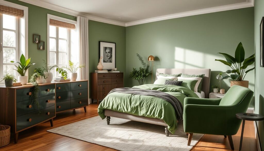 Green Bedroom Furniture Layout