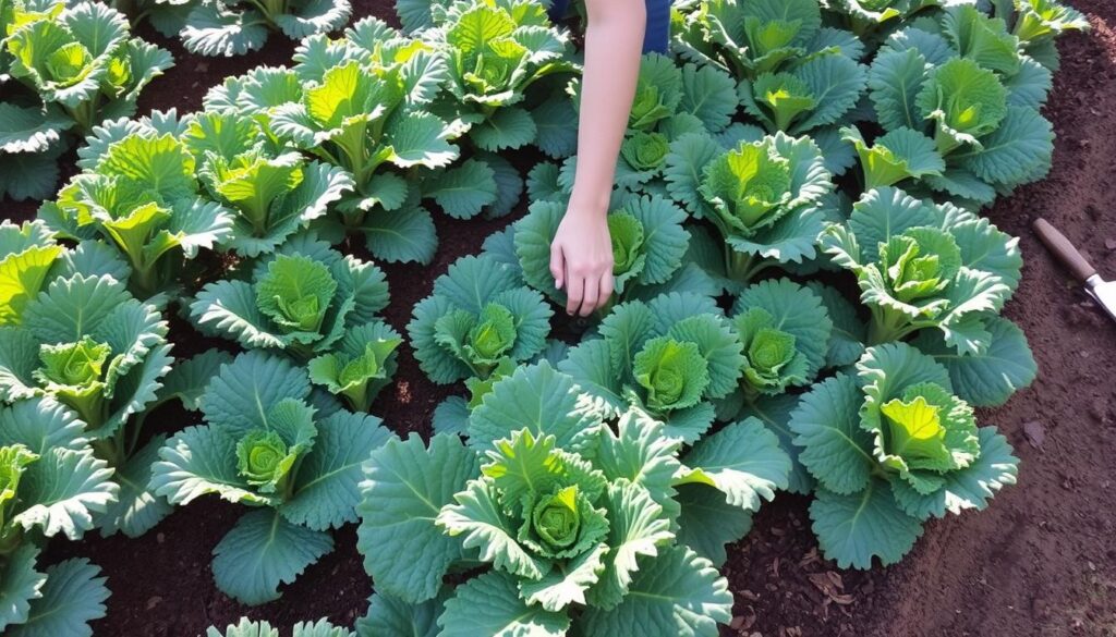 harvesting kale