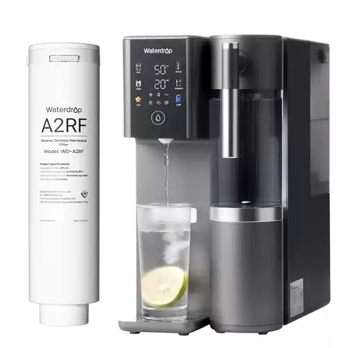 Waterdrop WD-A2 Countertop Reverse Osmosis System, 𝐇𝐨𝐭 𝐚𝐧𝐝 𝐂𝐨𝐥𝐝 RO System, Portable Pure Water Tank, Bottleless Water Cooler, 6 Temperature Settings, Hot Cold Room Water,...