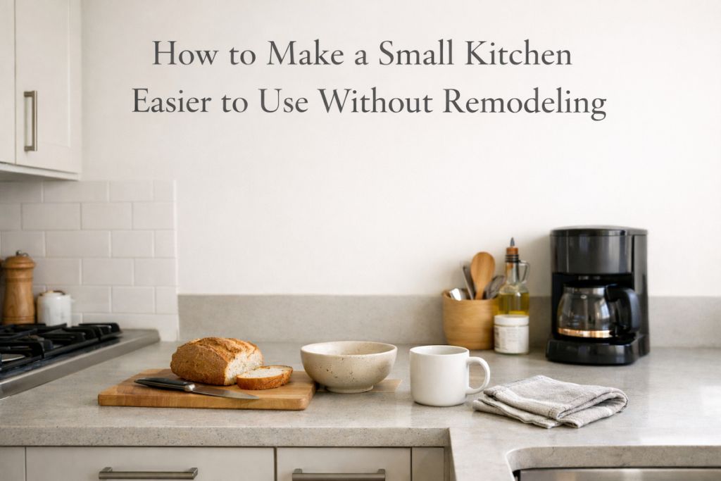 Small modern kitchen showing practical improvements without remodeling