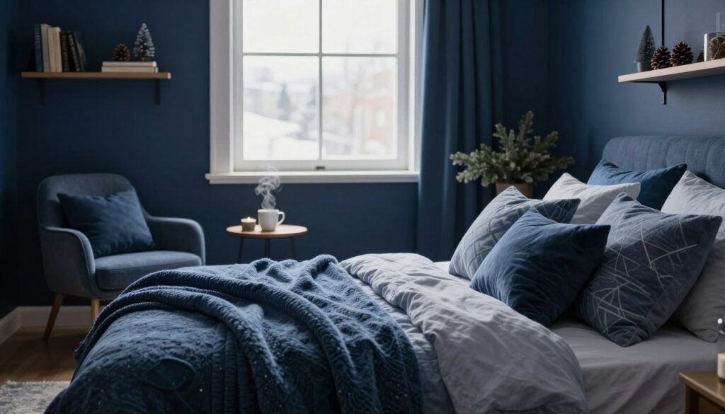 How to Style a Moody Blue Bedroom for Winter