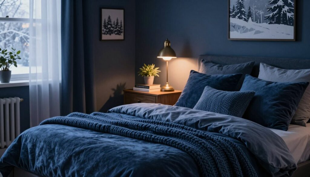 moody blue bedroom